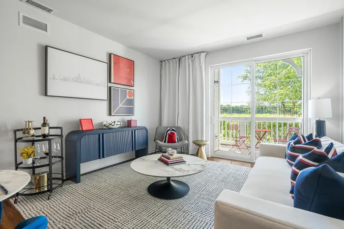 spacious living room and patio