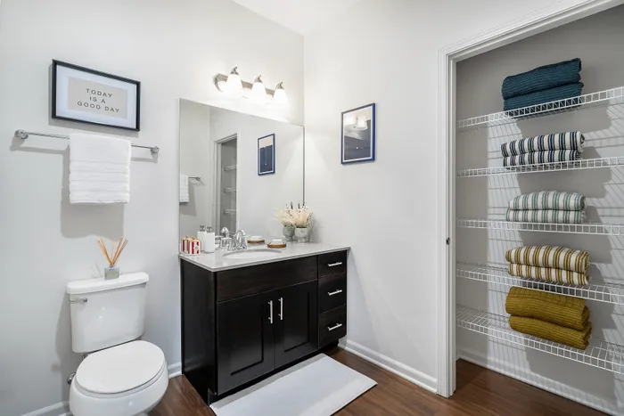 bathroom and closet