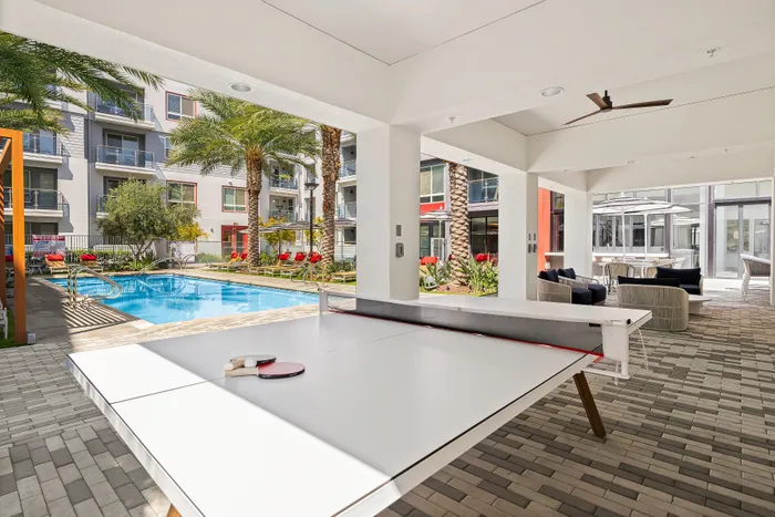 luxurious resort stye pool and ping pong