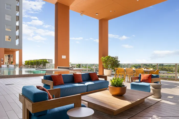 outdoor lounge area with a view at Motion at Dadeland