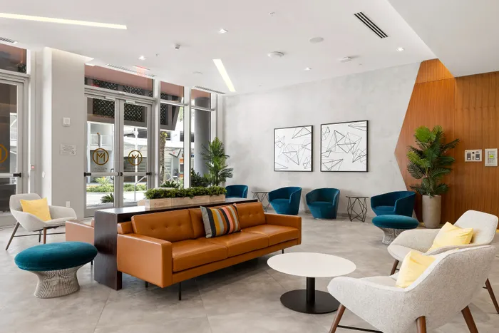lobby seating area at Motion at Dadeland