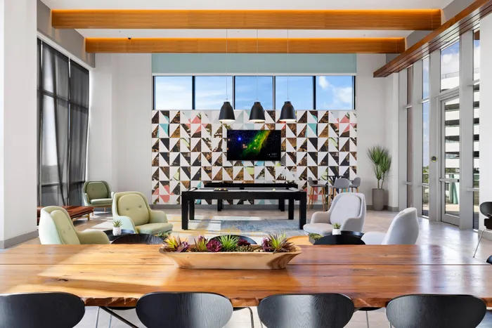dining table with a view at high rise apartment community