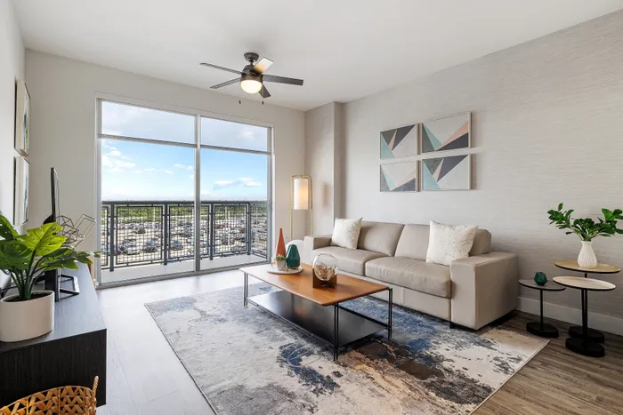 Living Room high end apartments at Motion at Dadeland