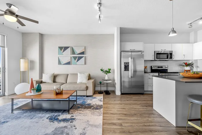 living room and kitchen space