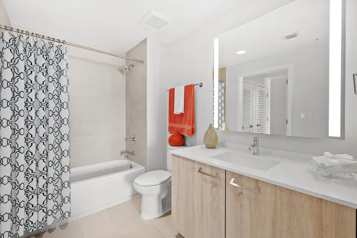 spacious bathroom and showe