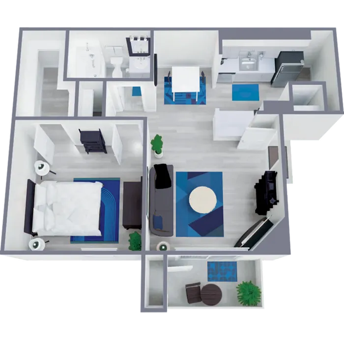 A1 Classic floor plan featuring 1 bedroom 1 bathroom