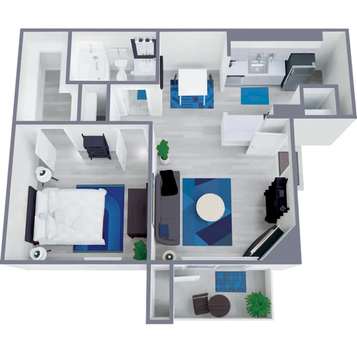 A1 Upgraded floor plan featuring 1 bedroom 1 bathroom
