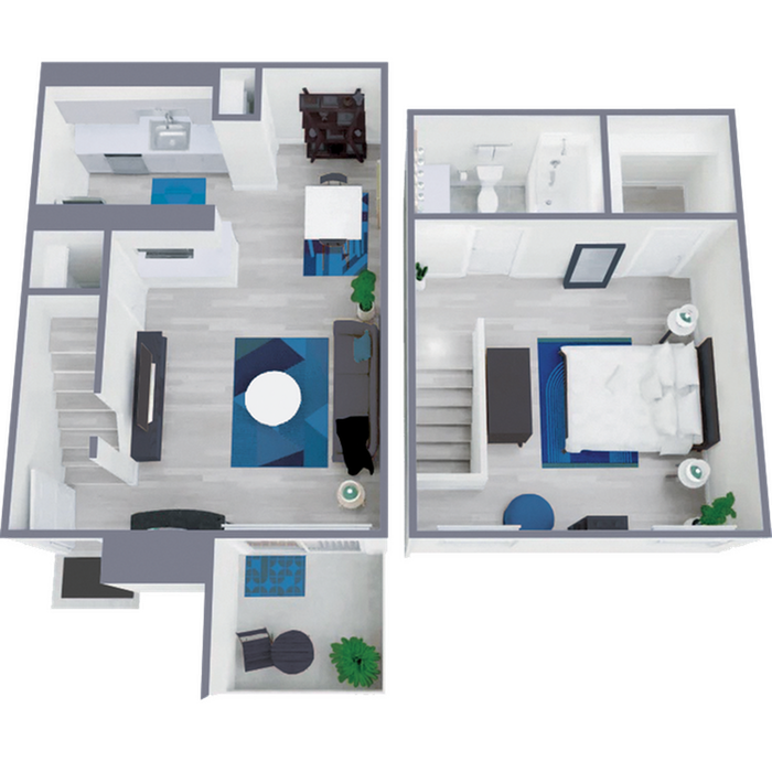 A2 Classic floor plan featuring 1 bedroom 1 bathroom