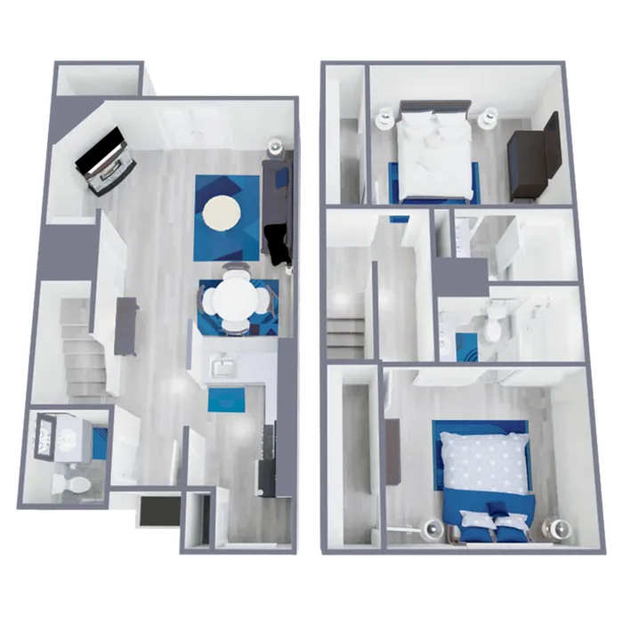 B3 Upgraded floor plan featuring 2 bedrooms 2.5 bathrooms
