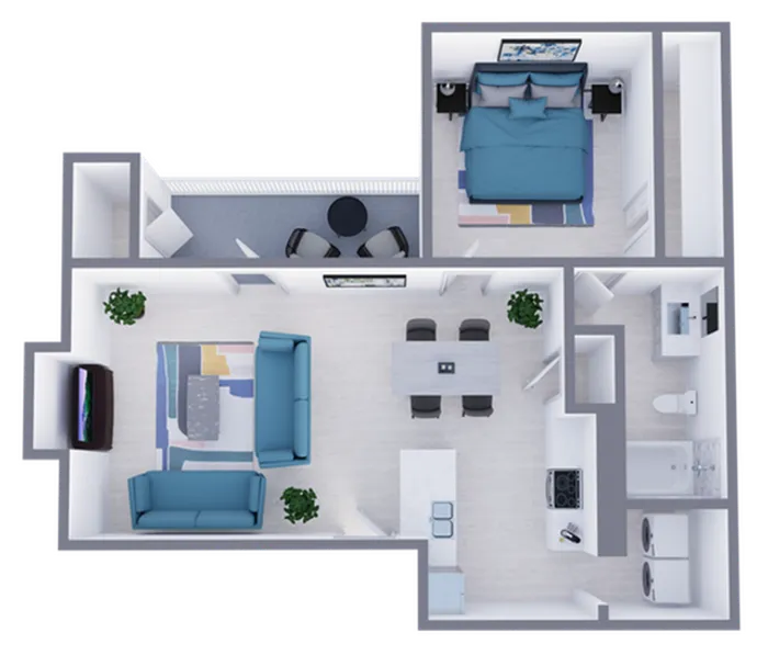 A3 Classic floor plan featuring 1 bedroom 1 bathroom