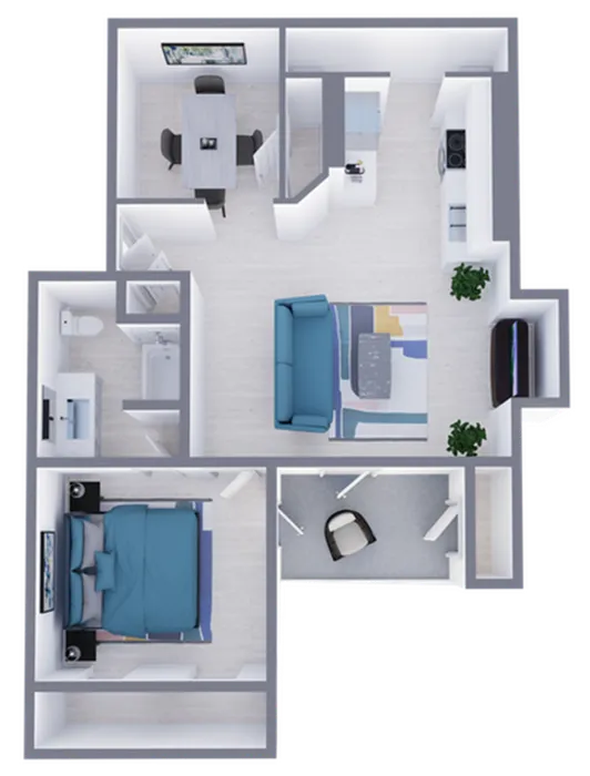 A4 Upgraded floor plan featuring 1 bedroom 1 bathroom