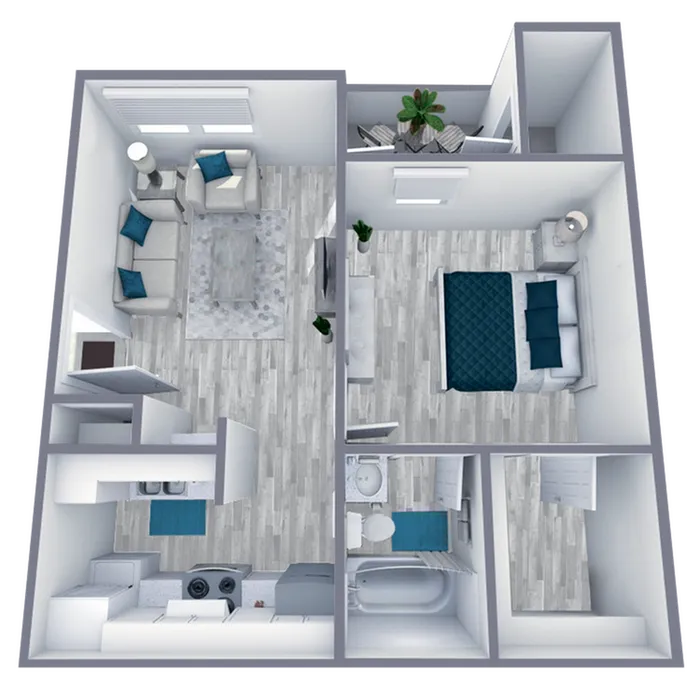 A1 Upgraded floor plan featuring 1 bedroom 1 bathroom