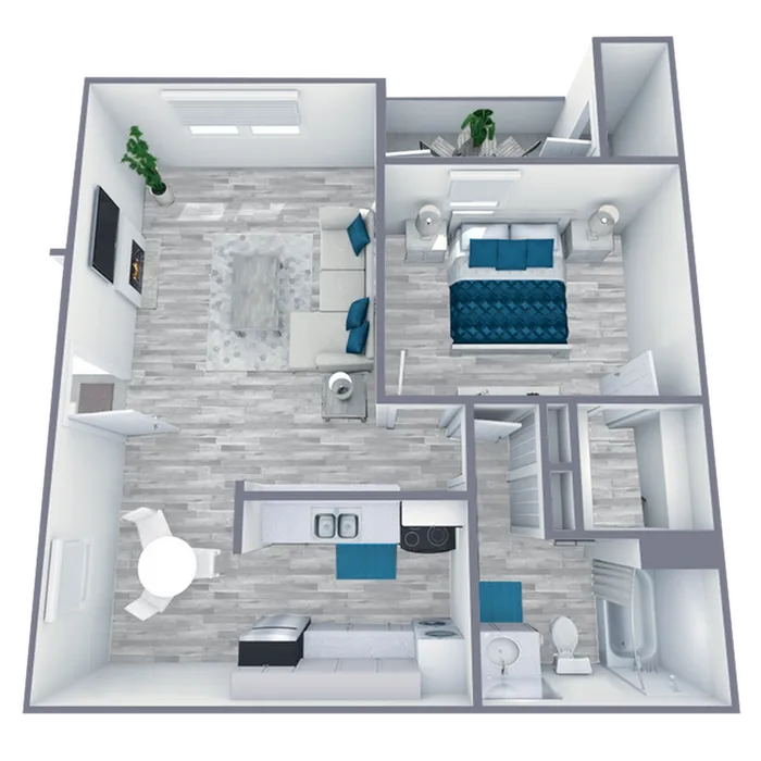 A3 Upgraded floor plan featuring 1 bedroom 1 bathroom