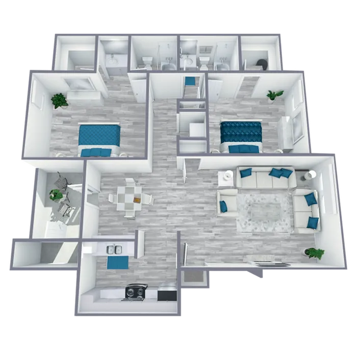 B1 Upgraded floor plan featuring 2 bedroom 2 bathroom