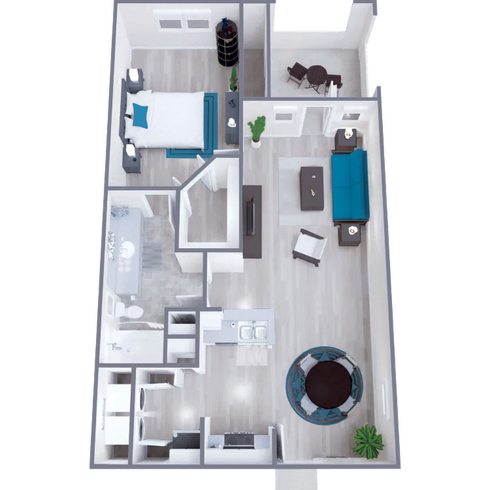 A2 Classic floor plan featuring 1 bedroom 1 bathroom
