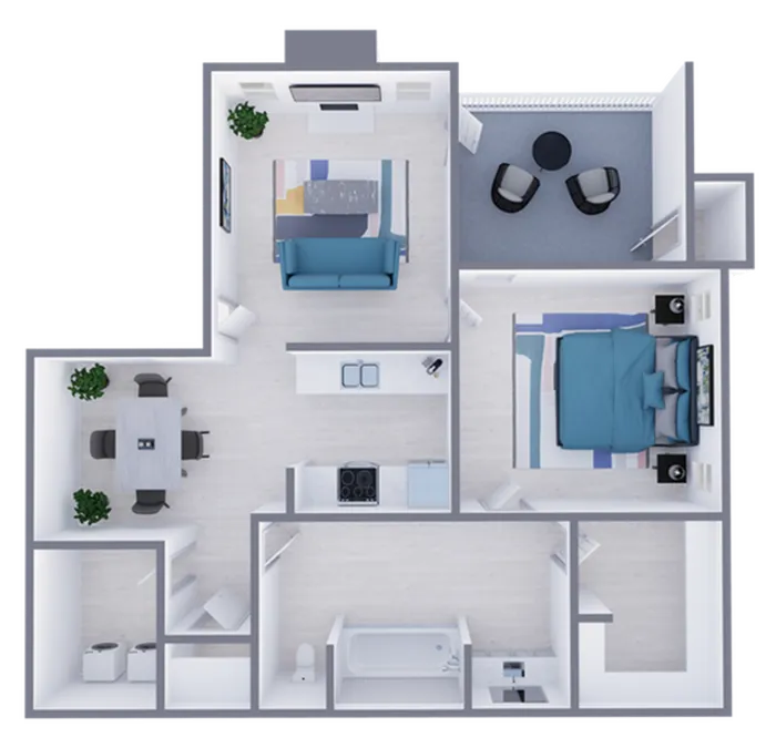 A1 Classic floor plan featuring 1 bedroom 1 bathroom