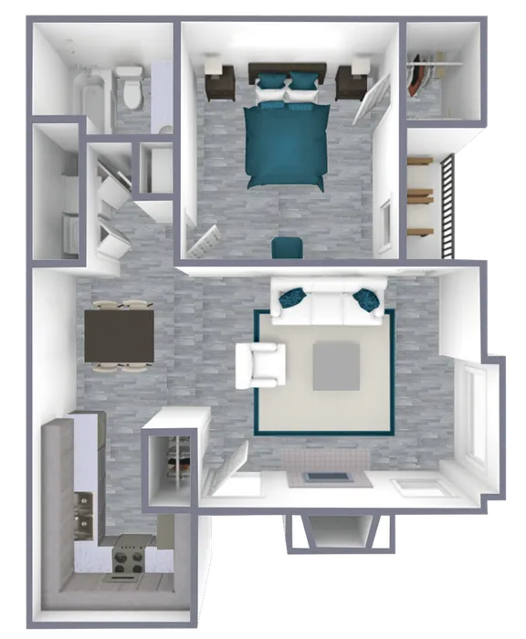 A2 Classic floor plan featuring 1 bedroom 1 bathroom