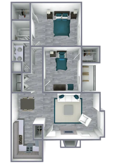 B1 Classic floor plan featuring 1 bedroom 1 bathroom