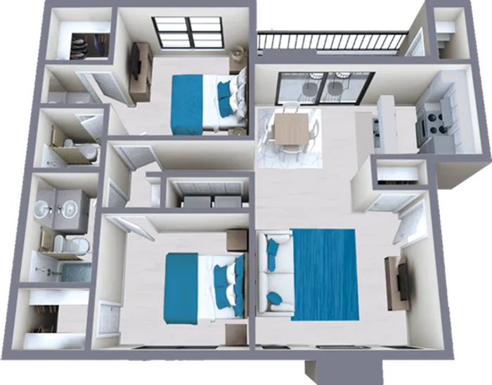 B2 Upgraded floor plan featuring 2 bedrooms 2 bathrooms