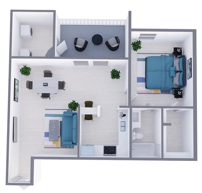A5 Classic floor plan featuring 1 bedroom 1 bathroom