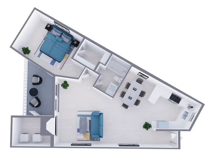 A6 Renovated floor plan featuring 1 bedroom 1 bathroom