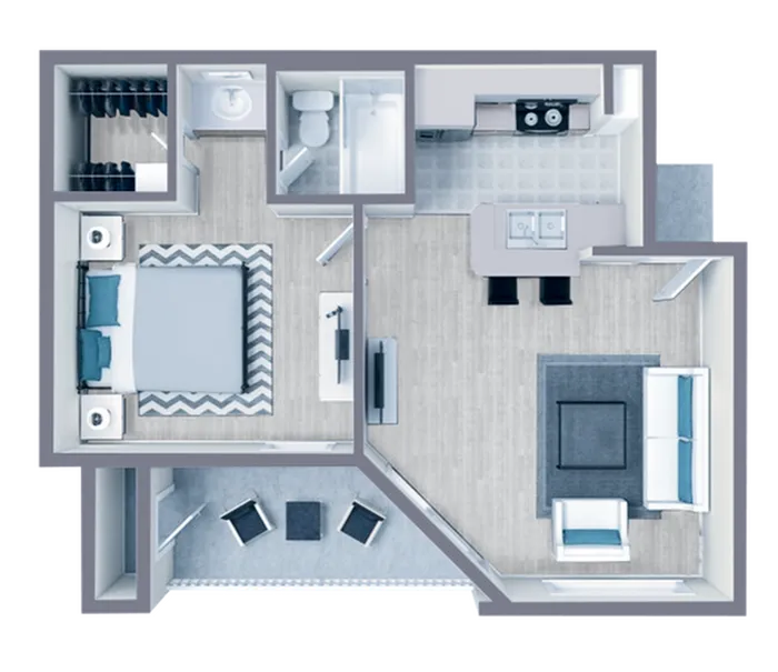 A1 Classic floor plan featuring 1 bedroom 1 bathroom