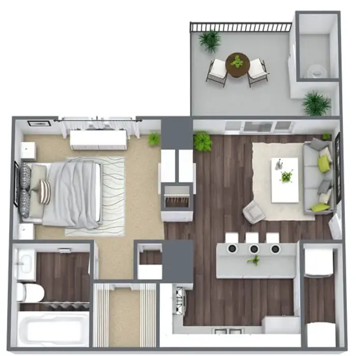 A1 Renovated floor plan featuring 1 bedroom 1 bathroom