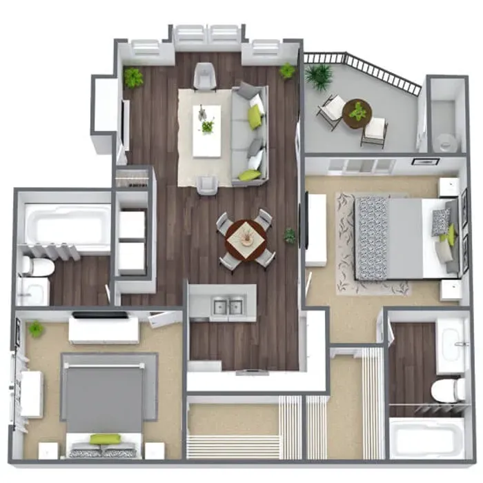 B2 Upgraded floor plan featuring 2 bedrooms 2 bathrooms