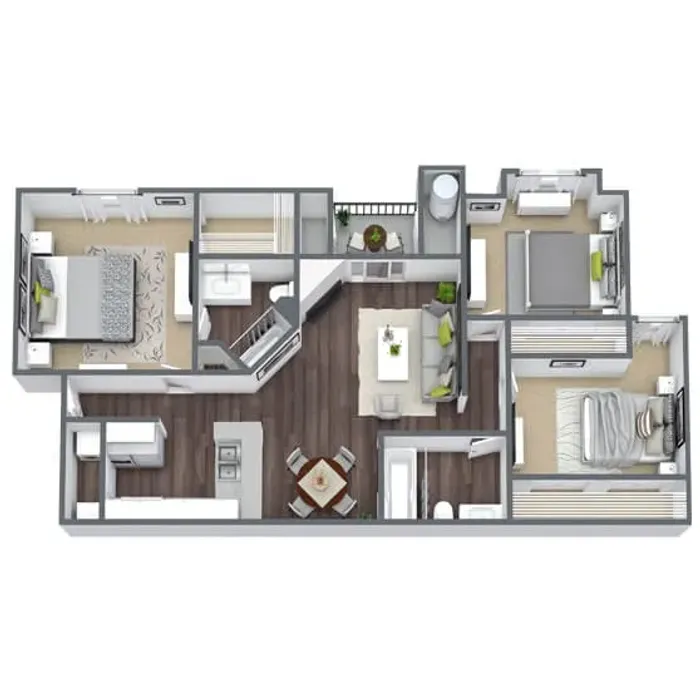 C1 Upgraded floor plan featuring 3 bedrooms 2 bathrooms