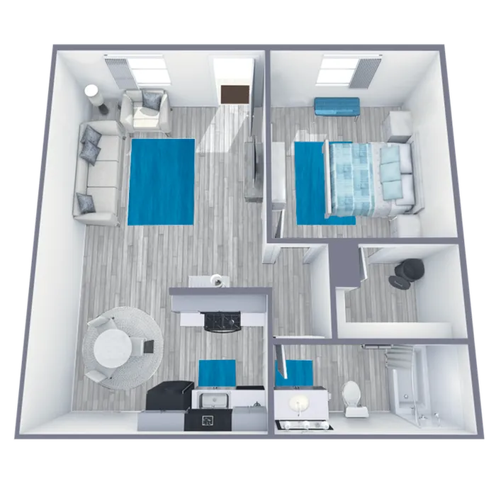 A1 Renovated floor plan featuring 1 bedroom 1 bathroom