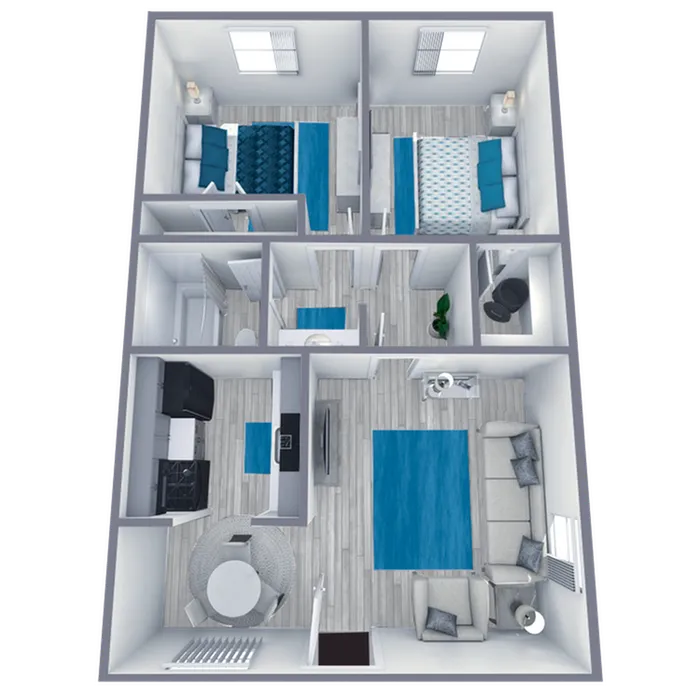 B1 Partial floor plan featuring 2 bedrooms 1 bathroom
