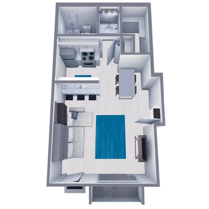 S1 Renovated floor plan featuring studio bedroom 1 bathroom