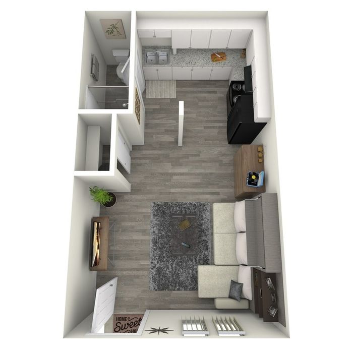 S1 Partial floor plan featuring studio bedroom 1 bathroom