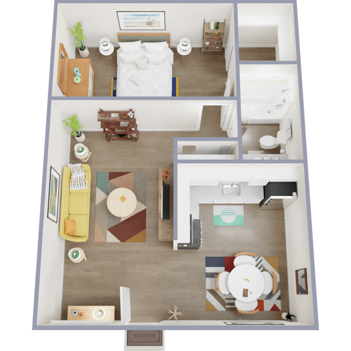 A1 Classic floor plan featuring 1 bedroom 1 bathroom