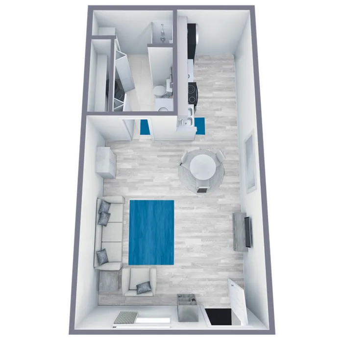 S1 Upgrade floor plan featuring studio bedroom 1 bathroom