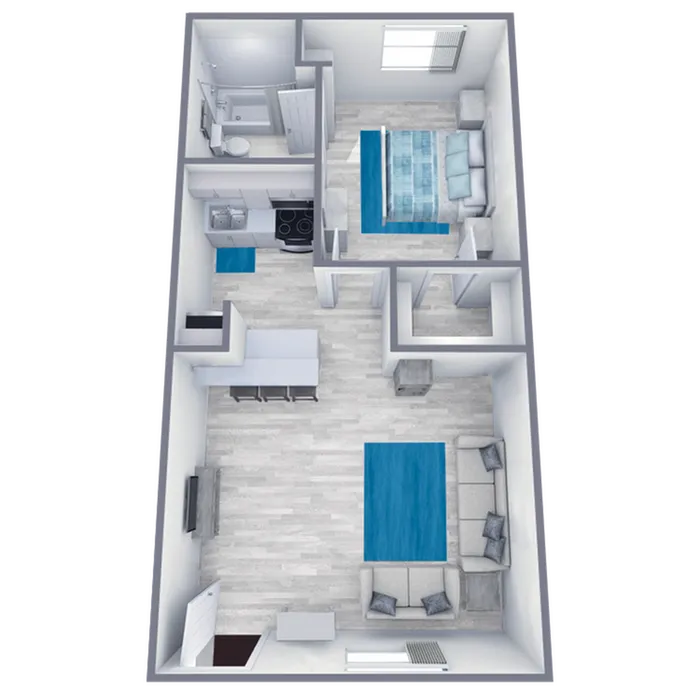 A1 Partial floor plan featuring 1 bedroom 1 bathroom