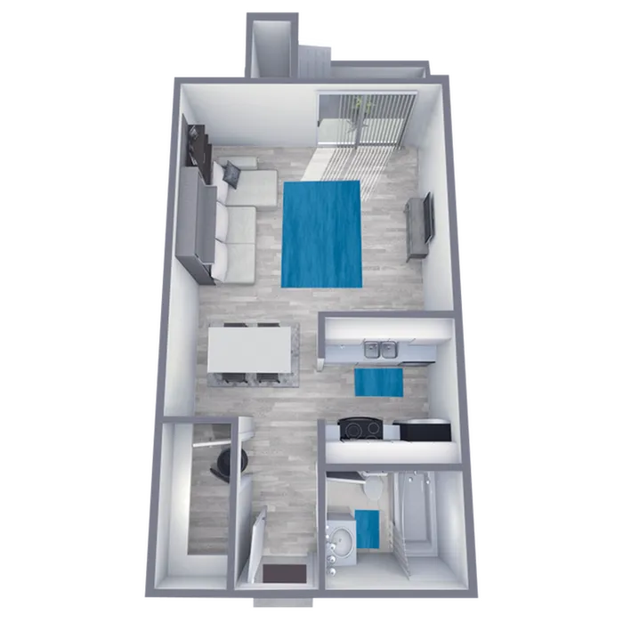 S1 Classic floor plan featuring studio bedroom 1 bathroom