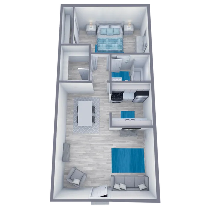A1 Upgrade floor plan featuring 1 bedroom 1 bathroom