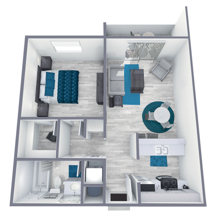 A1 Classic floor plan featuring 1 bedroom 1 bathroom