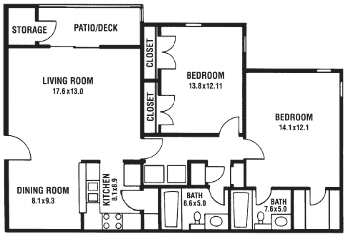 B1 - 2 Bed 2 Bath