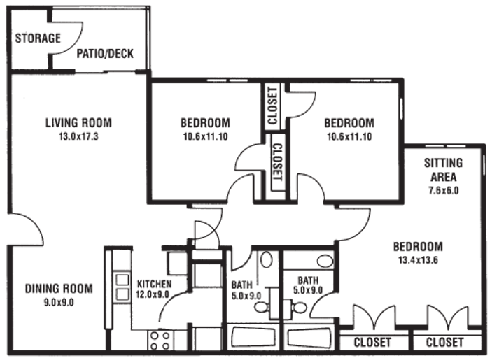 C1 - 3 Bed 2 Bath