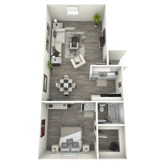 A1 Renovated floor plan featuring 1 bedroom 1 bathroom