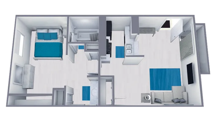 A1 Classic floor plan featuring 1 bedroom 1 bathroom