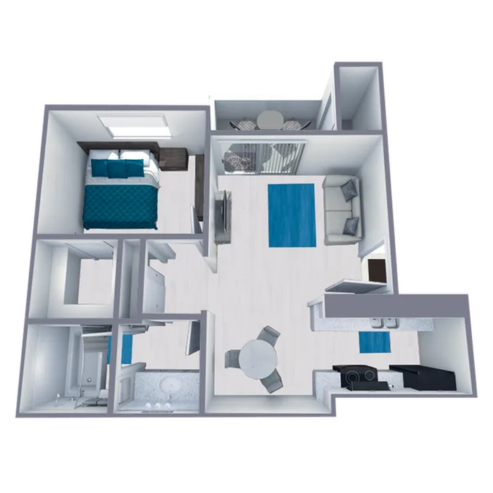 A2 Classic floor plan featuring 1 bedroom 1 bathroom