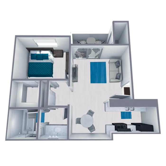 A2 Renovated floor plan featuring 1 bedroom 1 bathroom