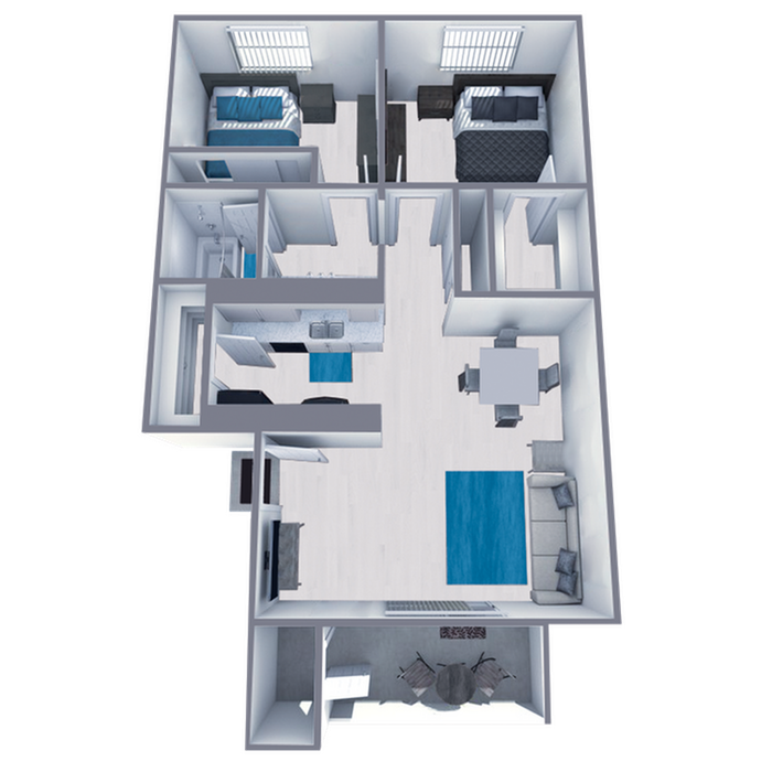 B1 Partial floor plan featuring 2 bedrooms 1 bathroom