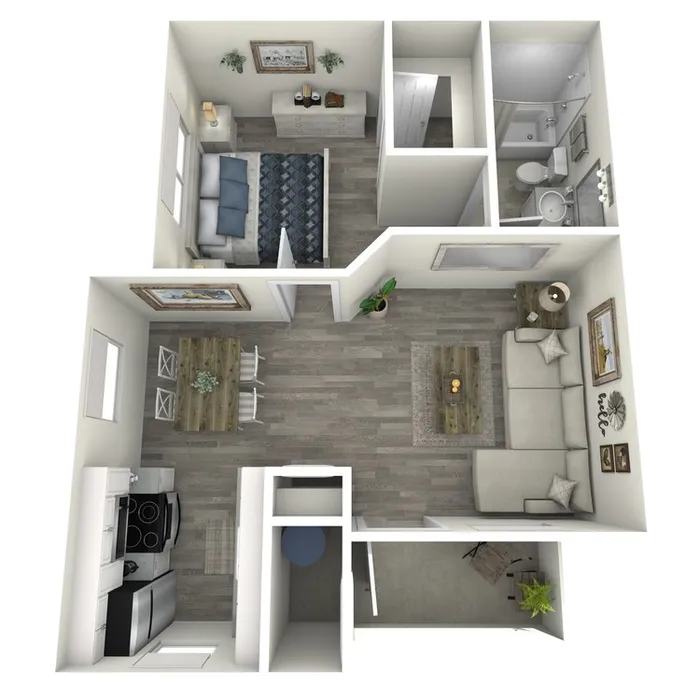 A2 Upgrade floor plan featuring 1 bedroom 1 bathroom