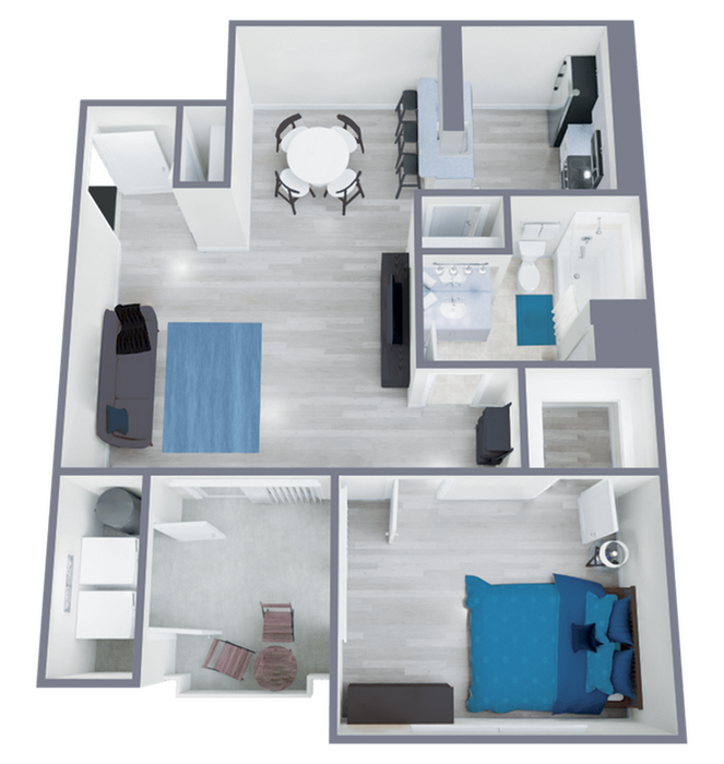 A1 Classic floor plan featuring 1 bedroom 1 bathroom