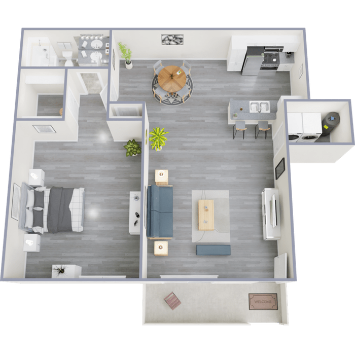 A1 Renovated floor plan featuring 1 bedroom 1 bathroom