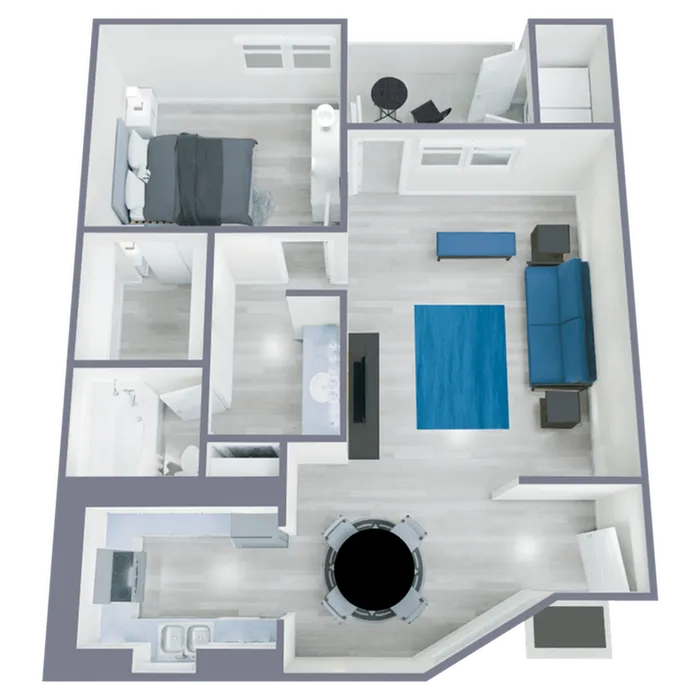 A1 Classic floor plan featuring 1 bedroom 1 bathroom